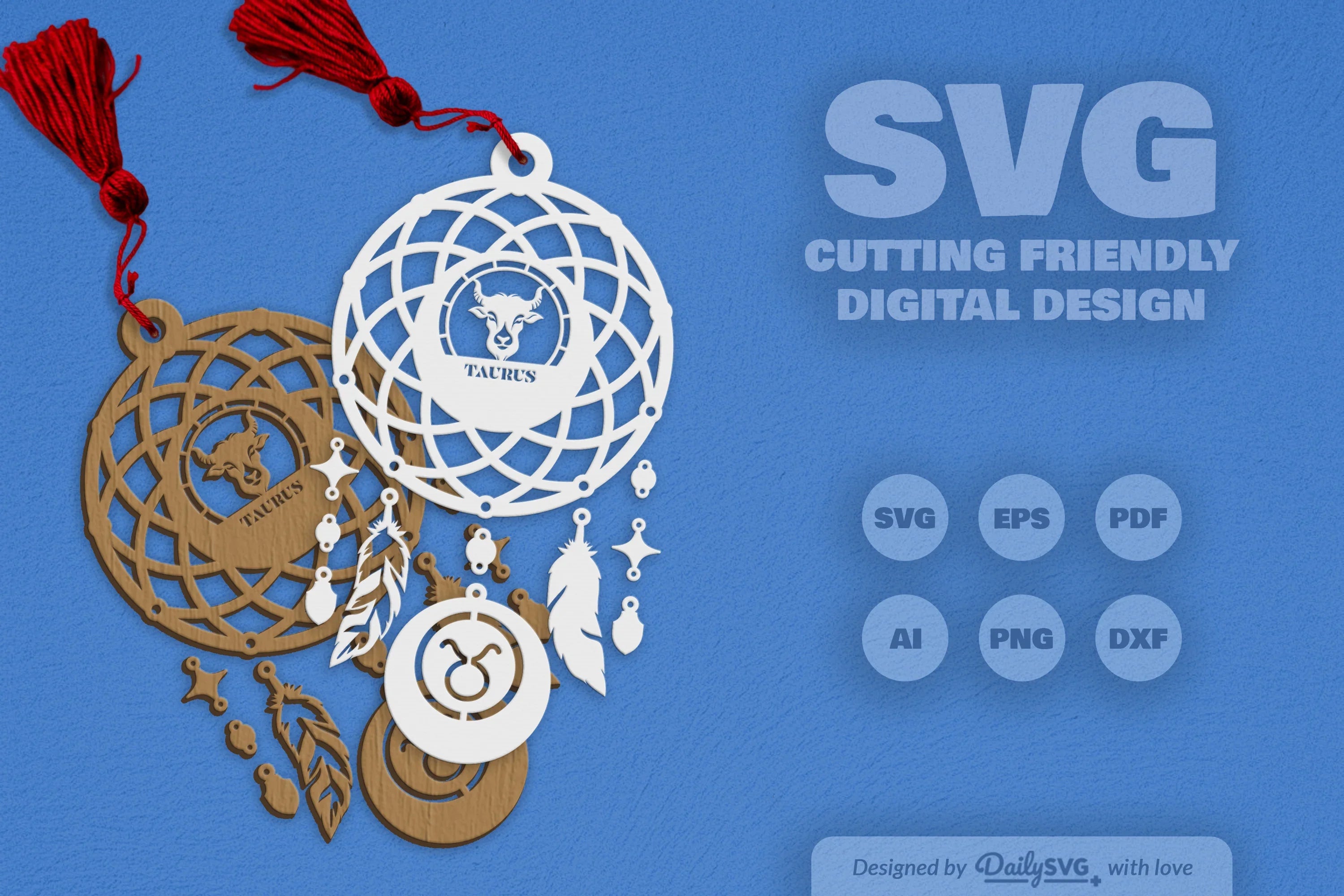Taurus Dream Catcher Laser Cut Clipart Set - CraftNest - Digital Crafting and Art
