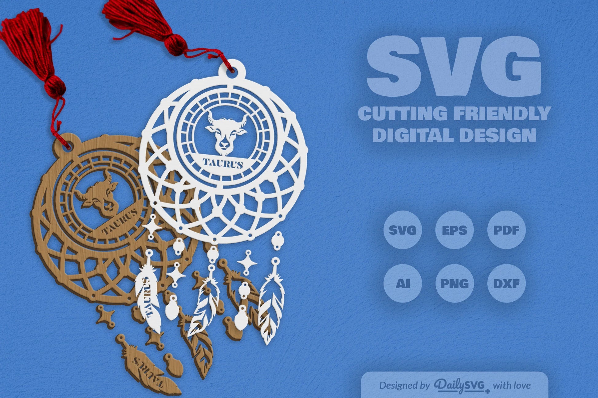 Taurus Dream Catcher Laser Cut Clipart Set - CraftNest - Digital Crafting and Art