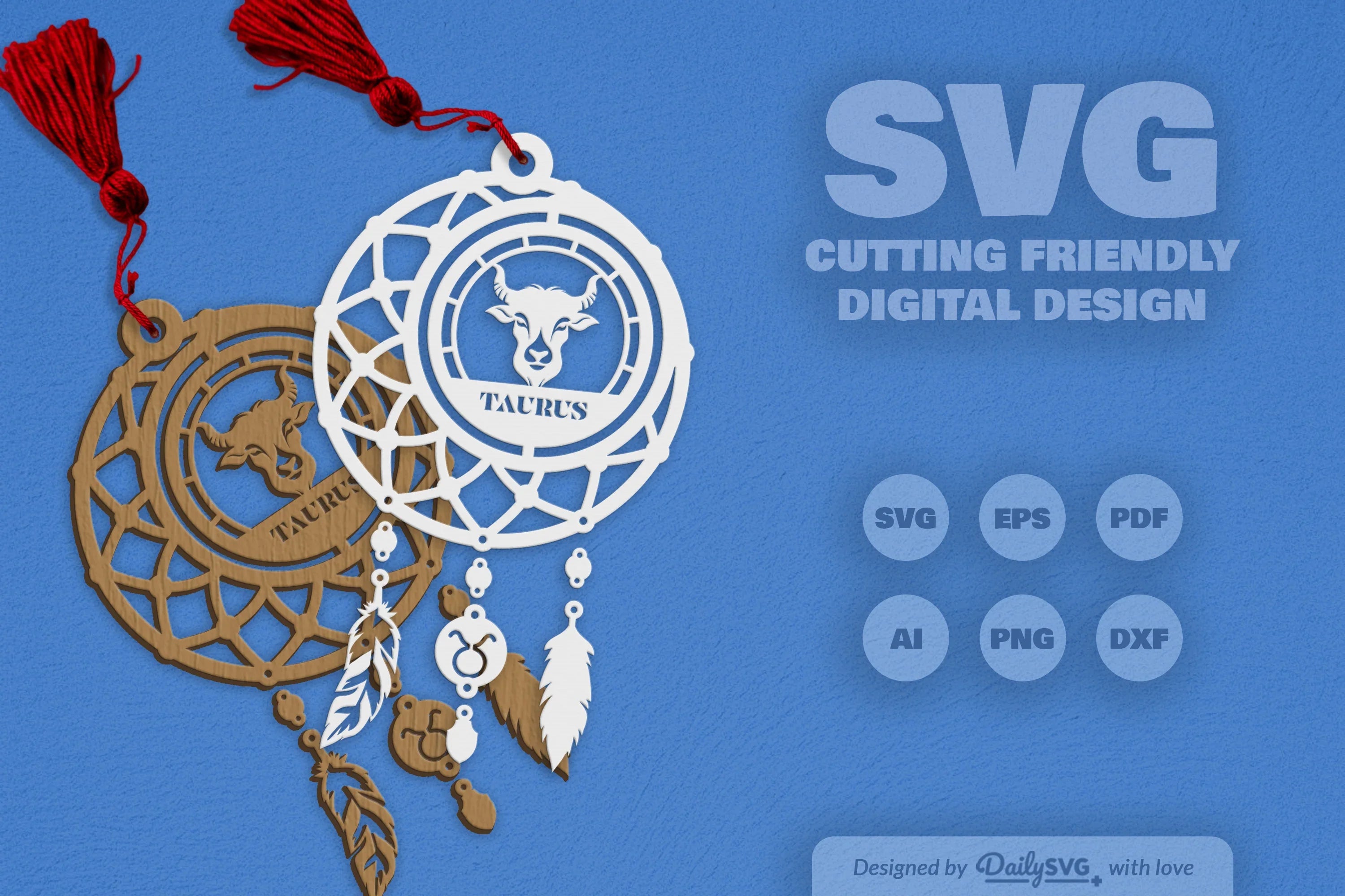 Taurus Dream Catcher Laser Cut Clipart Set - CraftNest - Digital Crafting and Art