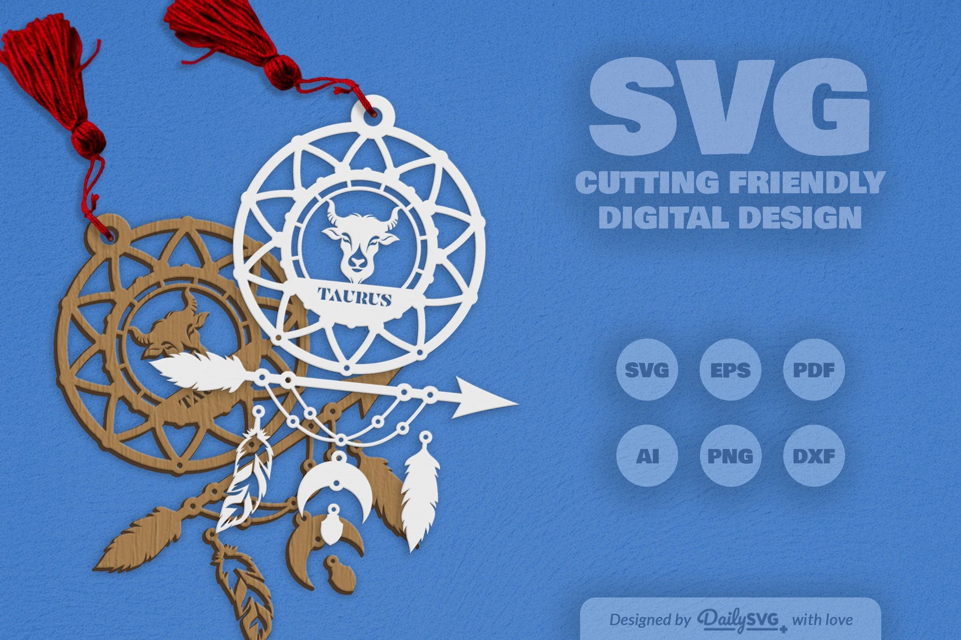 Taurus Dream Catcher Laser Cut Clipart Set - CraftNest - Digital Crafting and Art