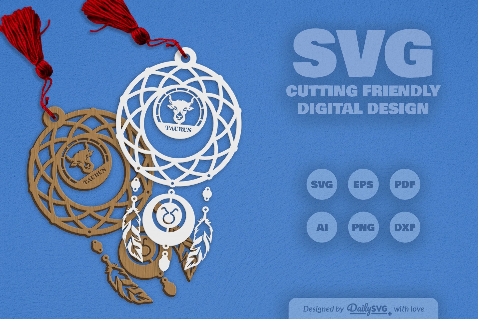 Taurus Dream Catcher Laser Cut Clipart Set - CraftNest - Digital Crafting and Art