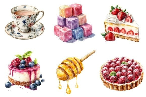Tea Time Cake Clipart Bundle - CraftNest - Digital Crafting and Art