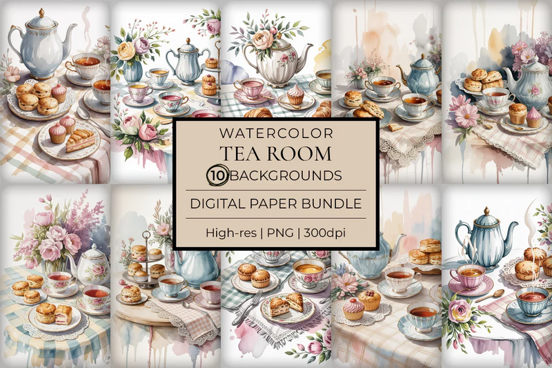 Tea Room Junk Journal Papers - CraftNest - Digital Crafting and Art
