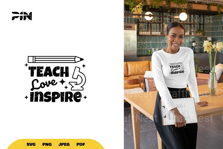 Teach Love Inspire Teacher SVG Bundle - CraftNest - Digital Crafting and Art