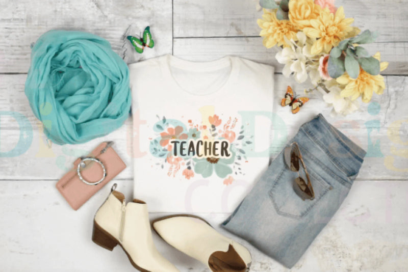 Retro Floral Teacher Design - CraftNest - Digital Crafting and Art