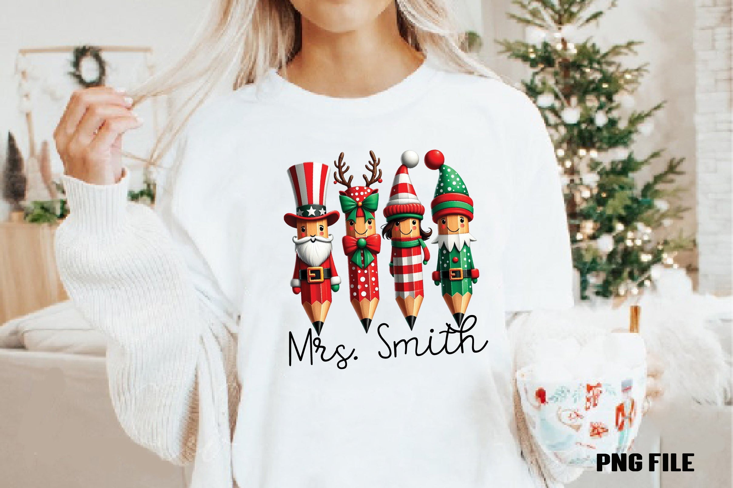 Teacher Pencil Christmas Coquette Clipart Bundle