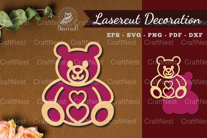 Teddy Bear Laser Cut Decoration Bundle - CraftNest - Digital Crafting and Art