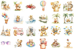 Teddy Bear Summer Vacation Clipart Bundle - CraftNest - Digital Crafting and Art