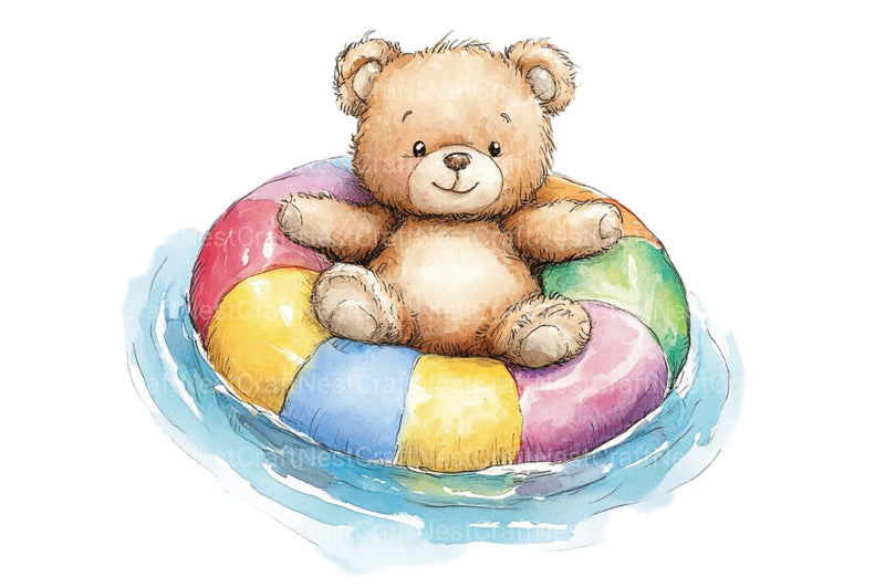 Teddy Bear Summer Vacation Clipart Bundle - CraftNest - Digital Crafting and Art