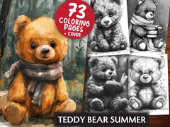 Teddy Bear Summer Coloring Books - CraftNest - Digital Crafting and Art