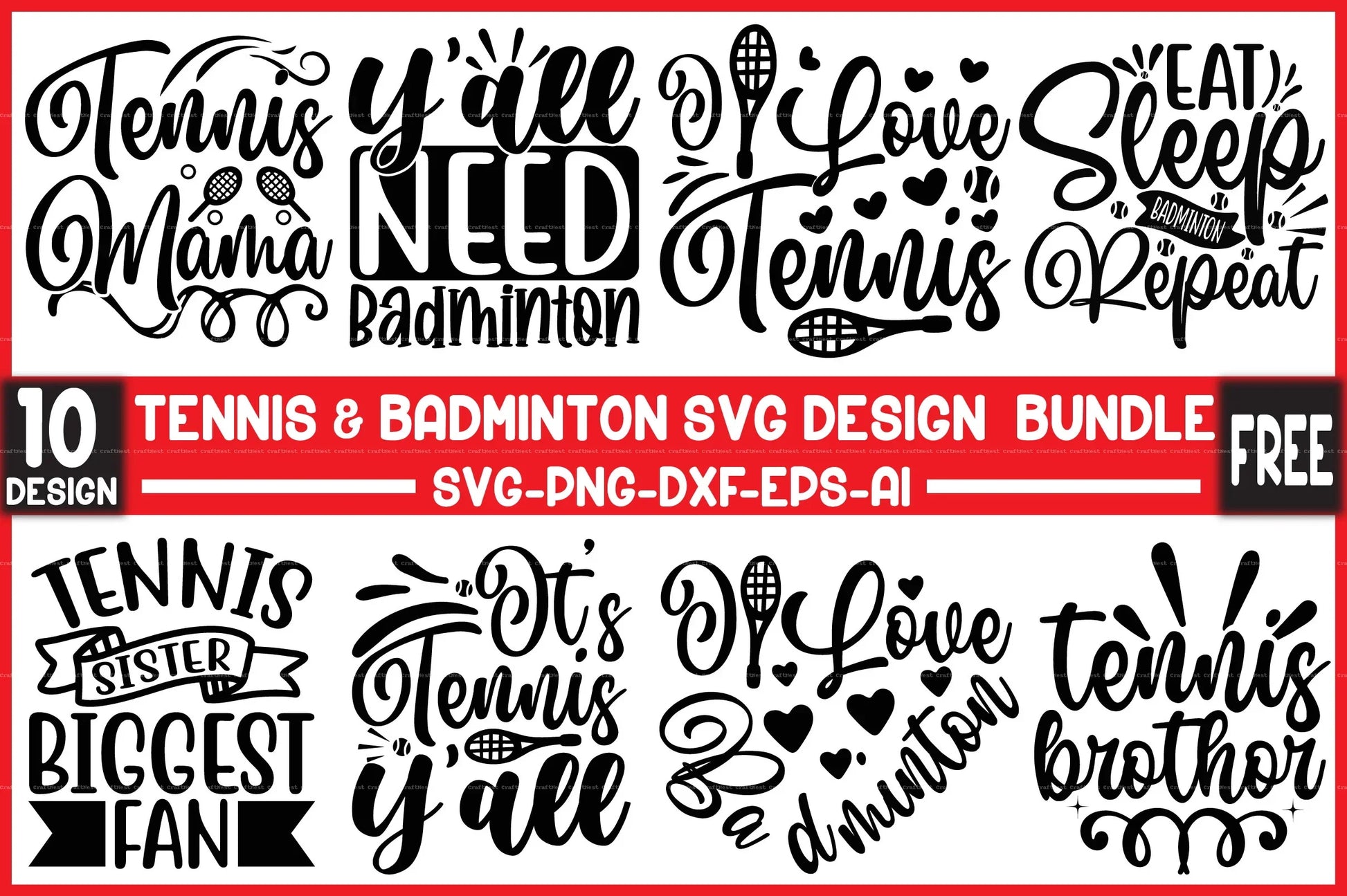Tennis & Badminton SVG Bundle - CraftNest - Digital Crafting and Art