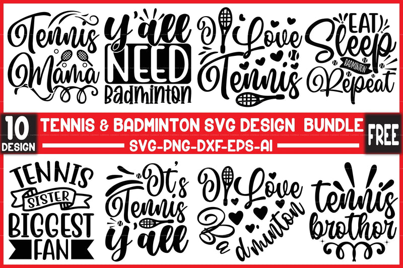 Tennis & Badminton SVG Bundle - CraftNest - Digital Crafting and Art
