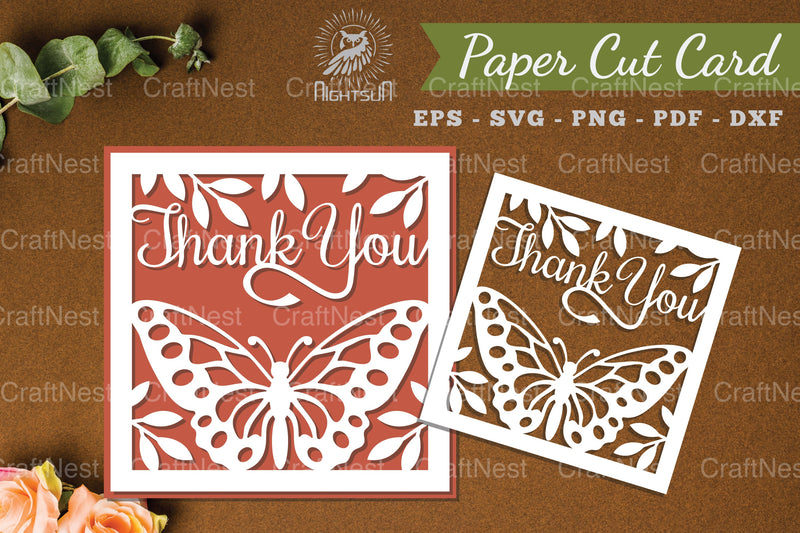 Thank You Papercut Card SVG Bundle - CraftNest - Digital Crafting and Art