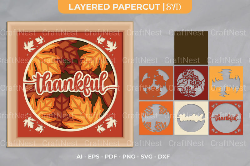 Thankful Autumn Shadow Box SVG Bundle - CraftNest - Digital Crafting and Art