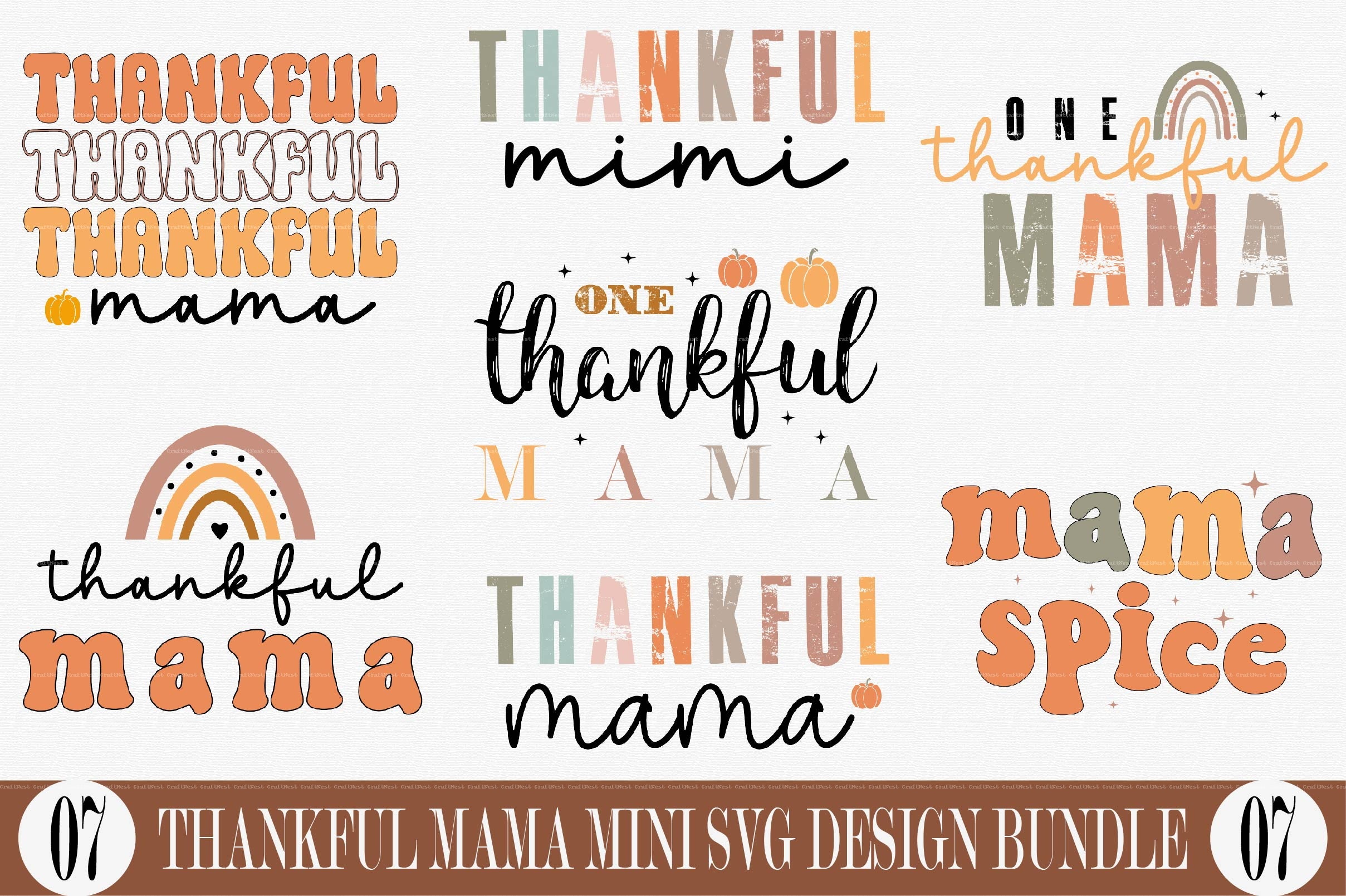 Thankful Mama Mini SVG Design Bundle
