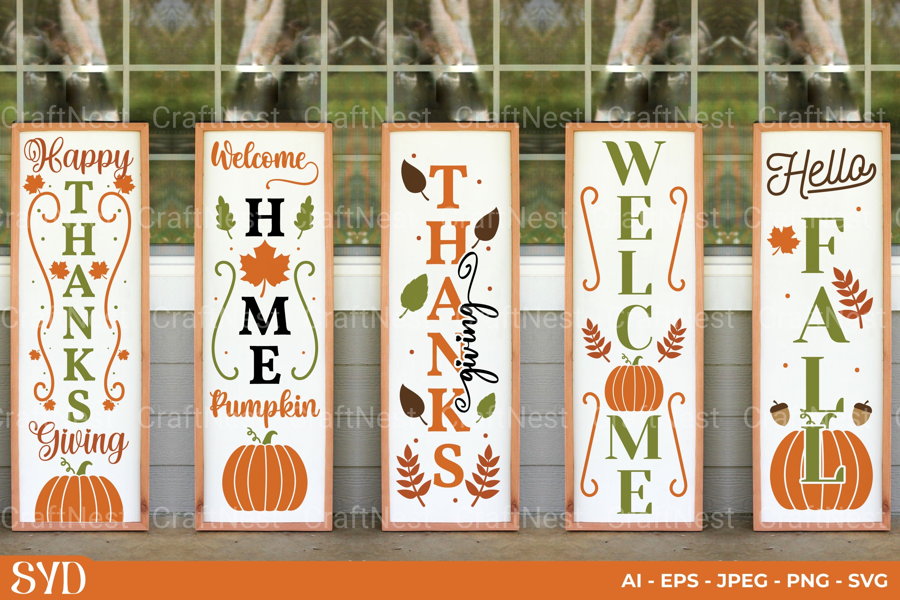 Thanksgiving Vertical Sign SVG Clipart Bundle