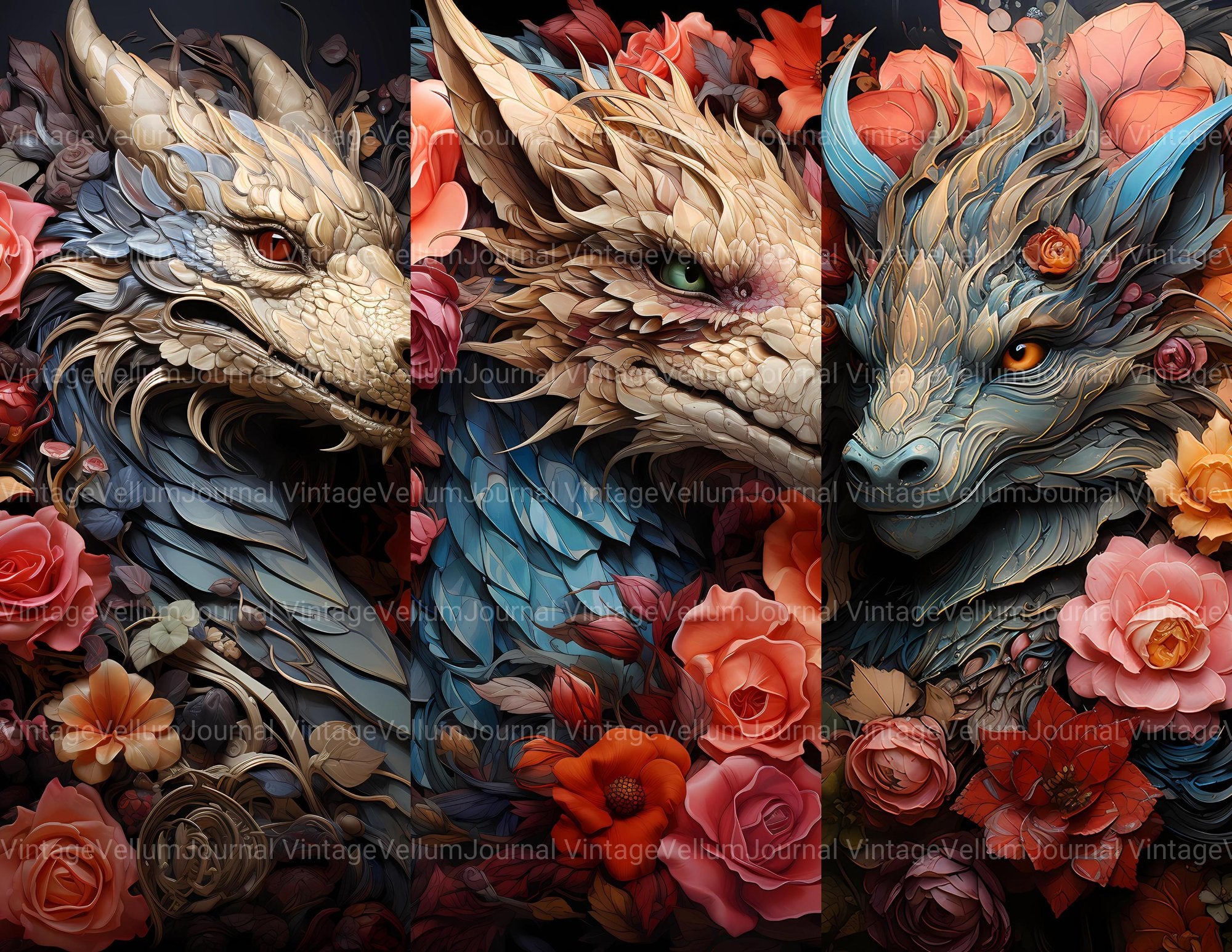 Dragon Valentine's Day Junk Journal Pages - CraftNest