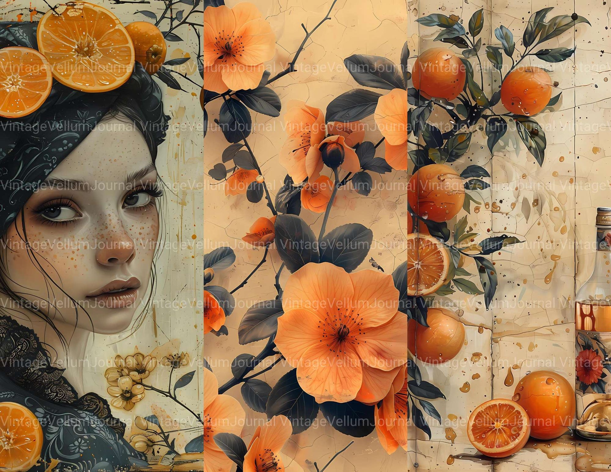 Orange Junk Journal Pages - CraftNest - Digital Crafting and Art