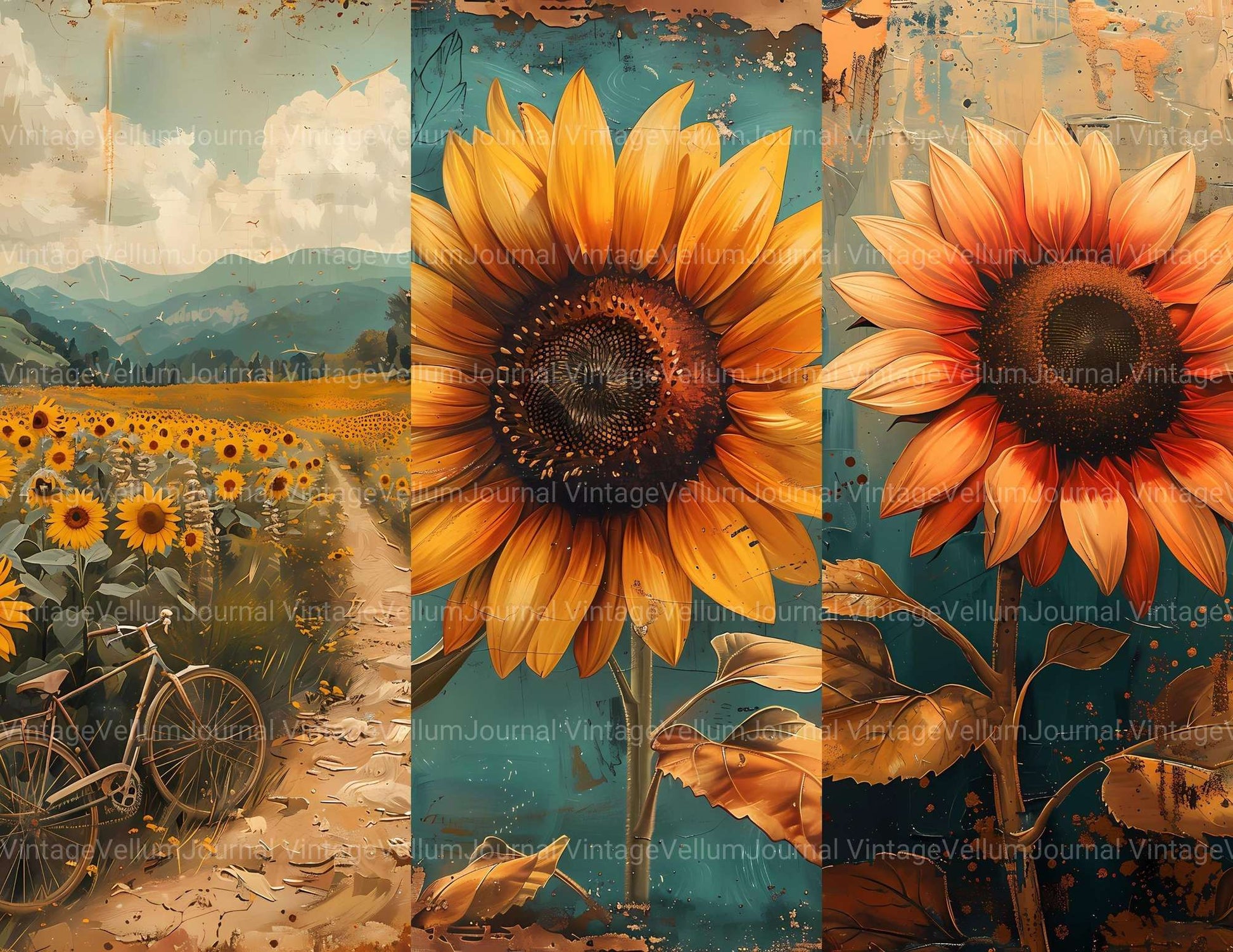 Sunflower Summer Junk Journal Pages - CraftNest - Digital Crafting and Art