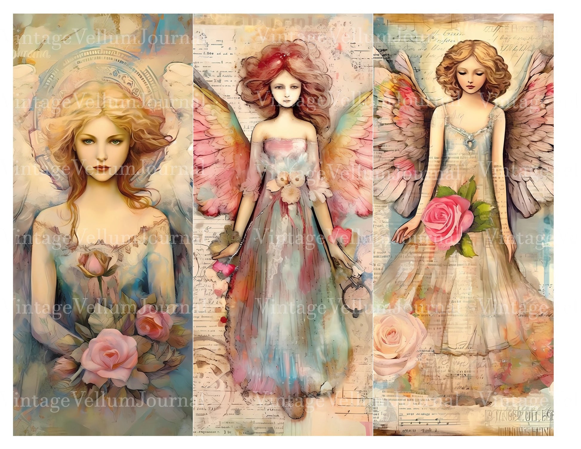 Rainbow Angels Junk Journal Pages - CraftNest