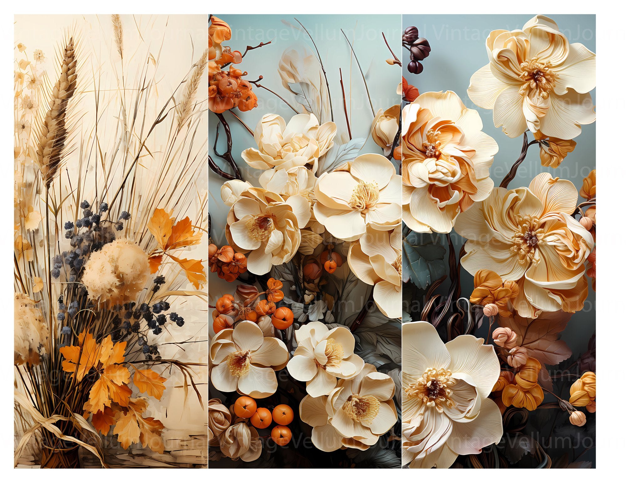 Fall Floral Splendor Junk Journal Pages - CraftNest