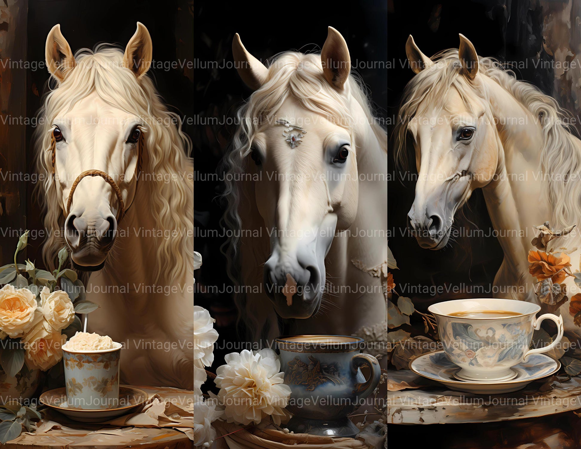 Horses With A Cup Junk Journal Pages - CraftNest