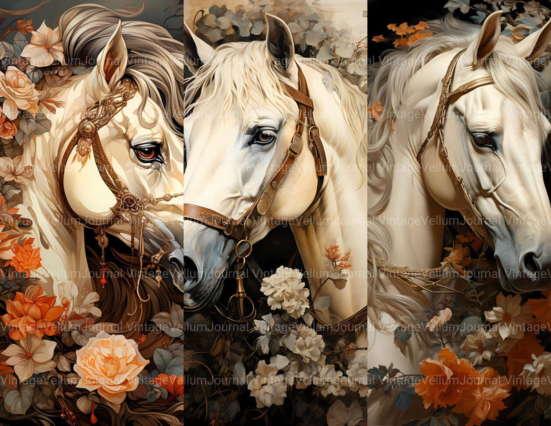 Horses With Flowers Junk Journal Pages - CraftNest