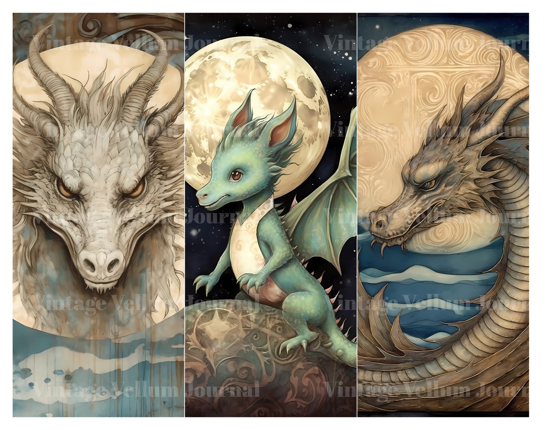 Moon Dragons Junk Journal Pages - CraftNest