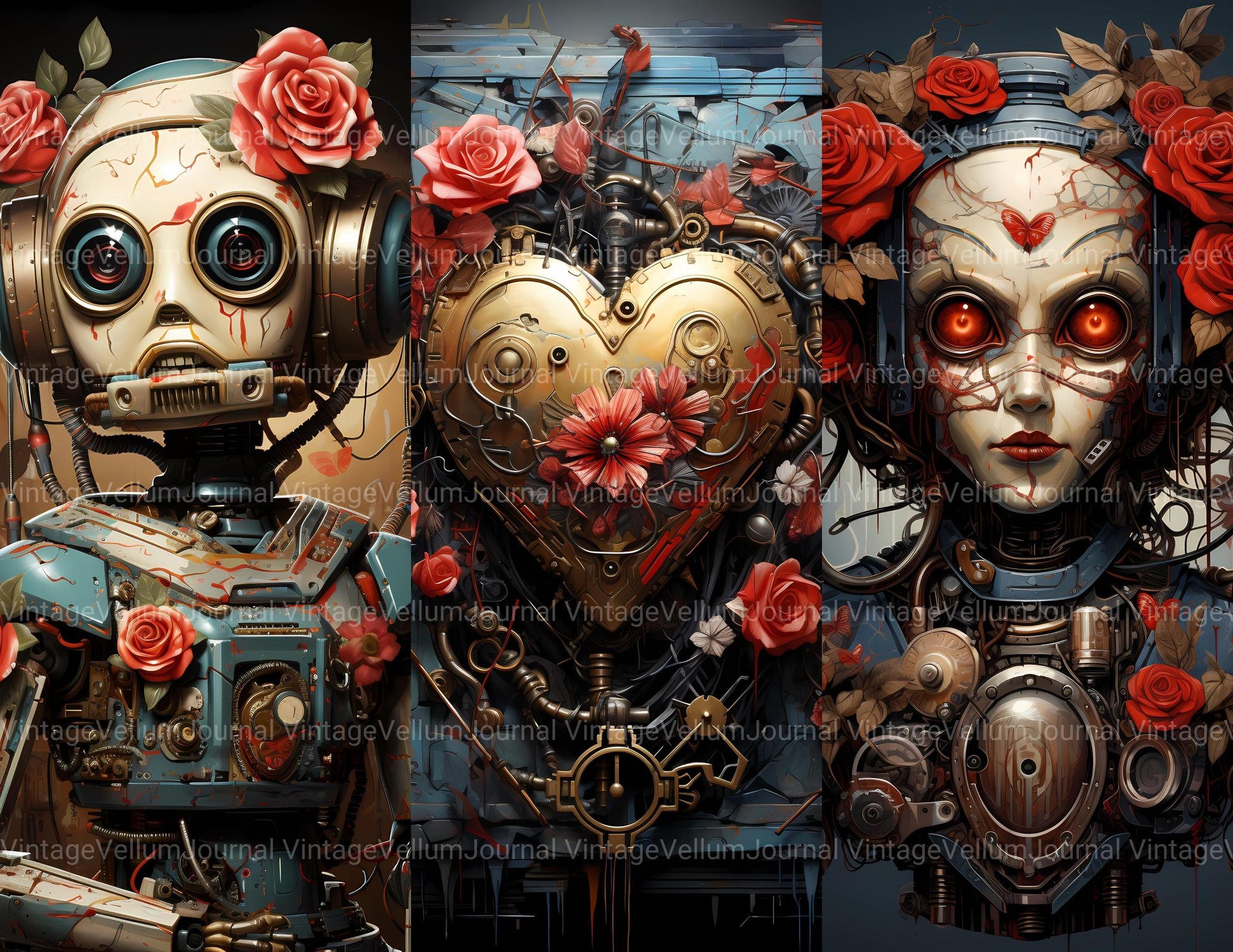 Roboter Valentine's Day Junk Journal Pages - CraftNest