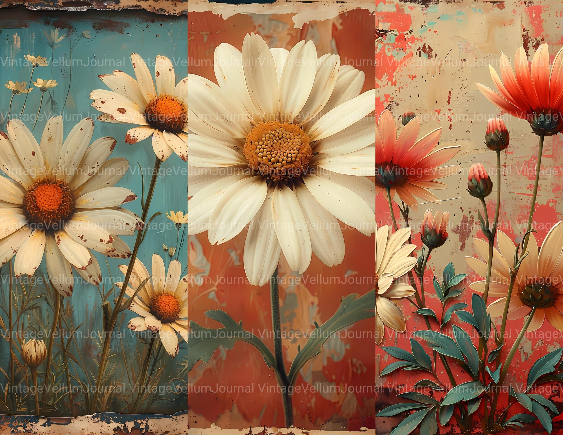 Daisies Flowers Junk Journal Pages - CraftNest