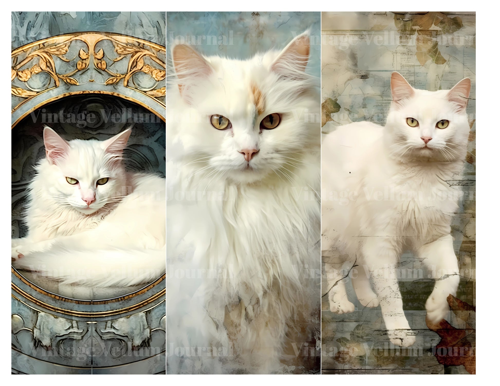 White Cats Junk Journal Pages - CraftNest