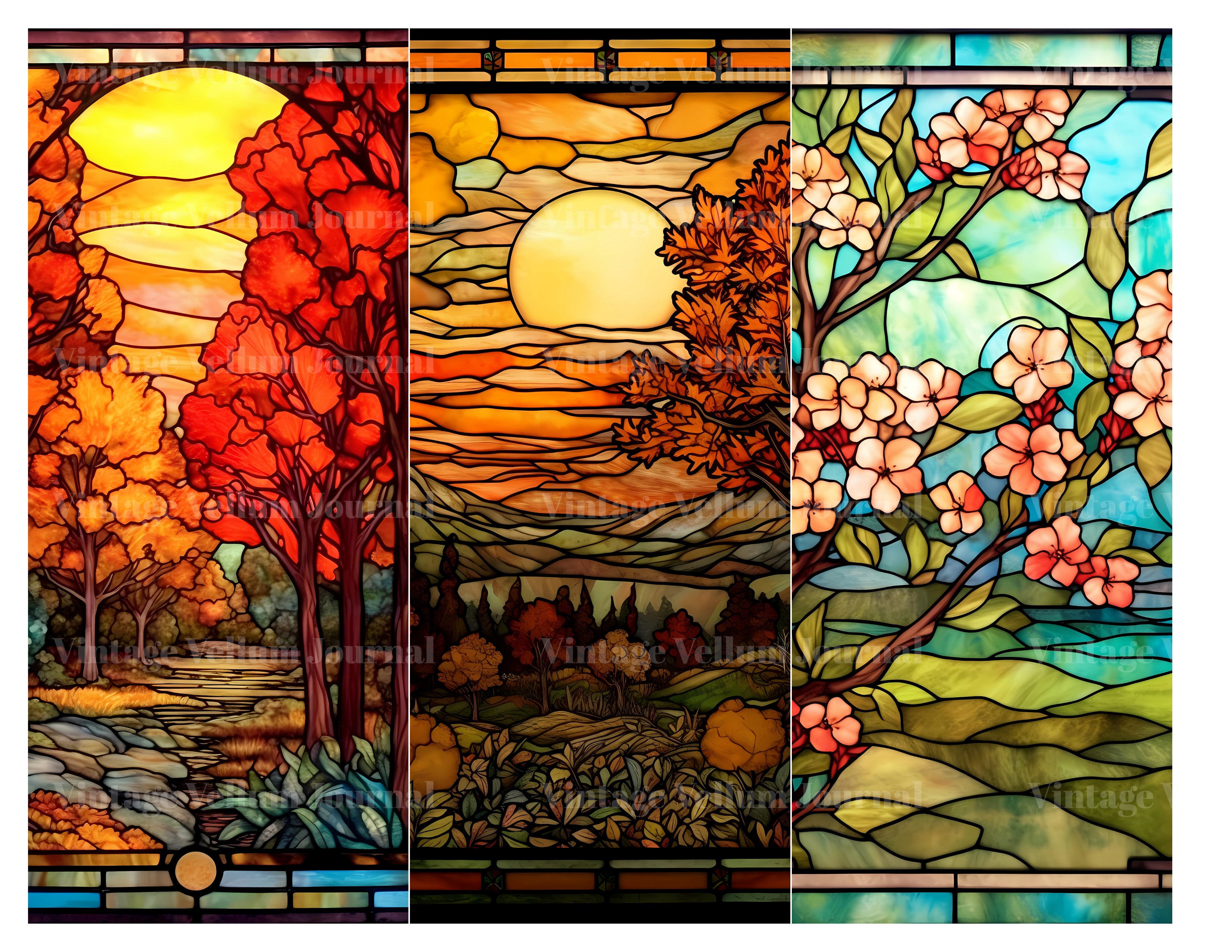 Stained Glass Seasons Junk Journal Pages - CraftNest