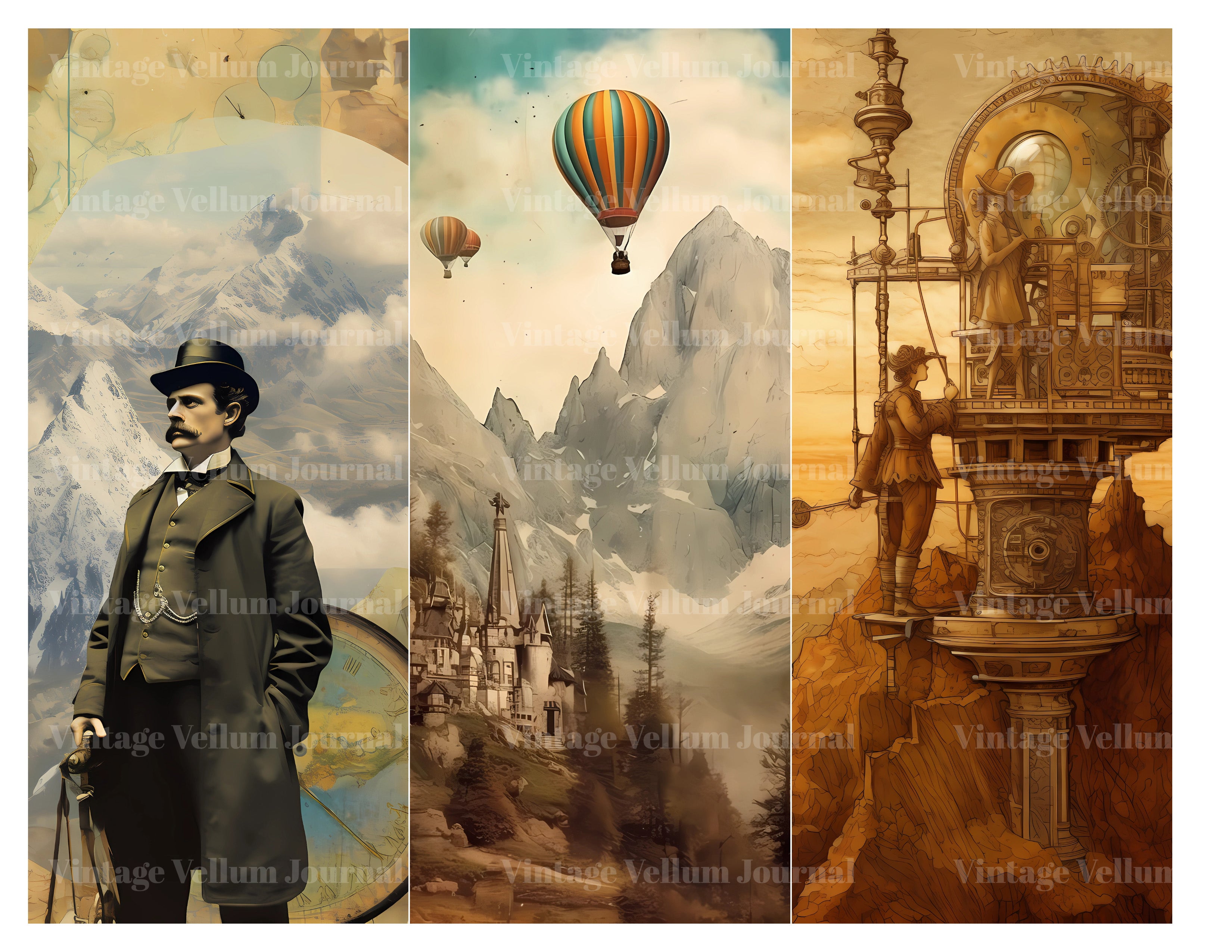 Steampunk Mountain World Junk Journal Pages - CraftNest