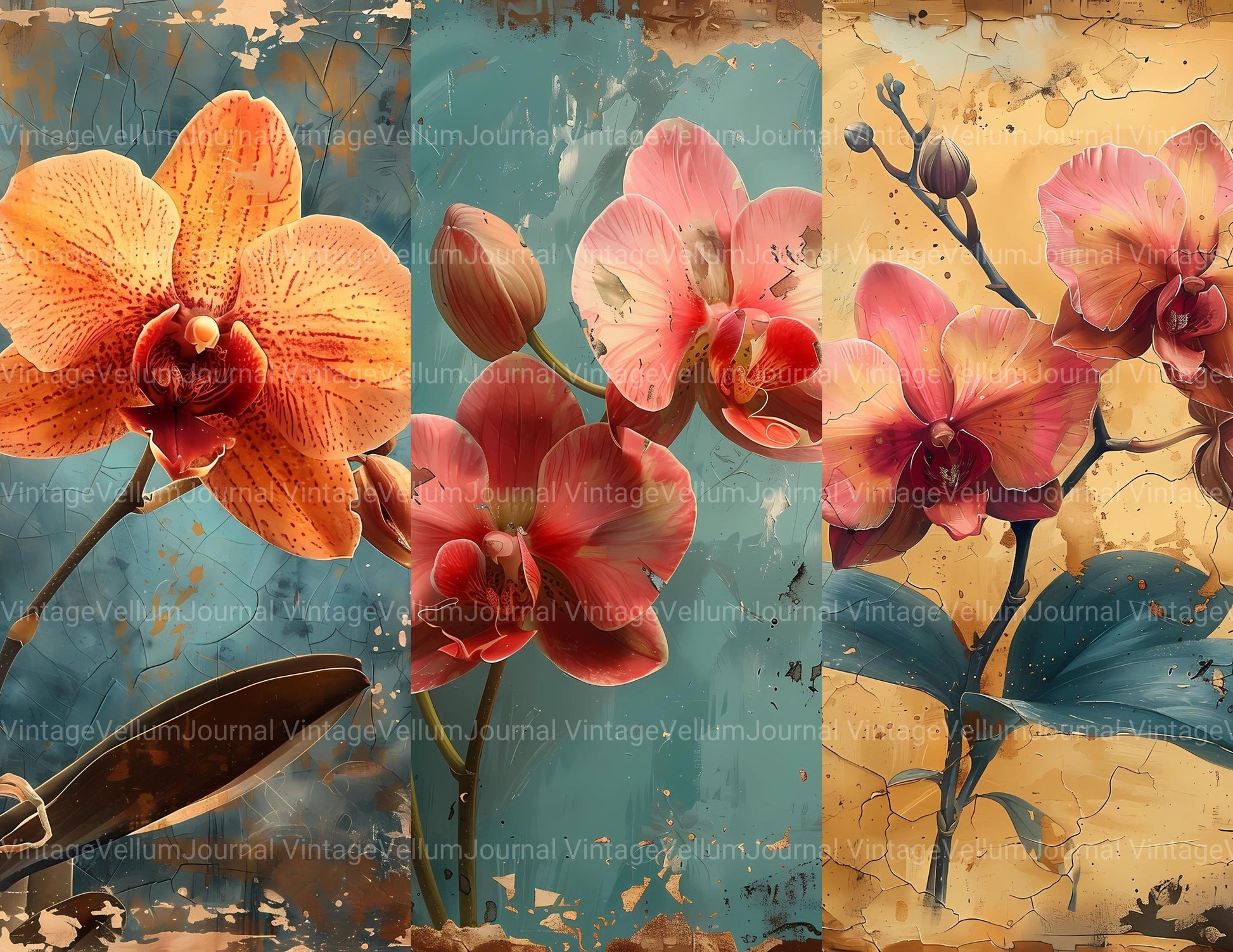 Orchids Flowers Junk Journal Pages - CraftNest