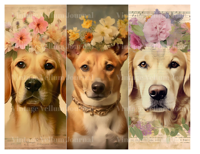 Floral Dogs Junk Journal Pages - CraftNest