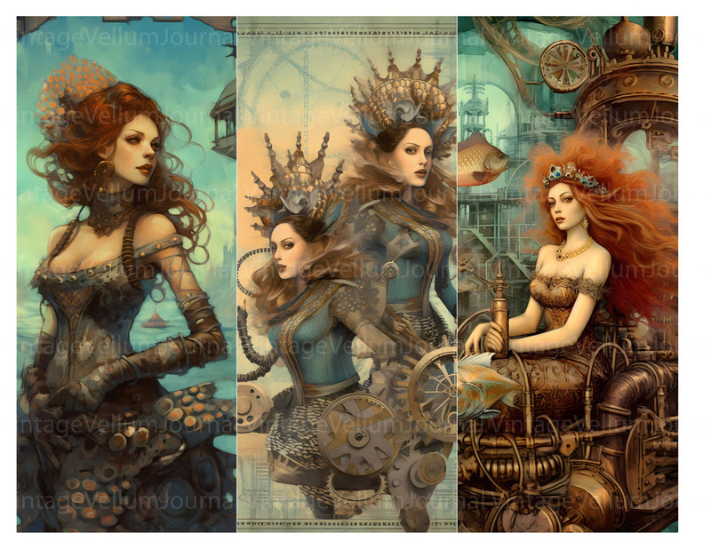 Steampunk Mermaids Junk Journal Pages - CraftNest