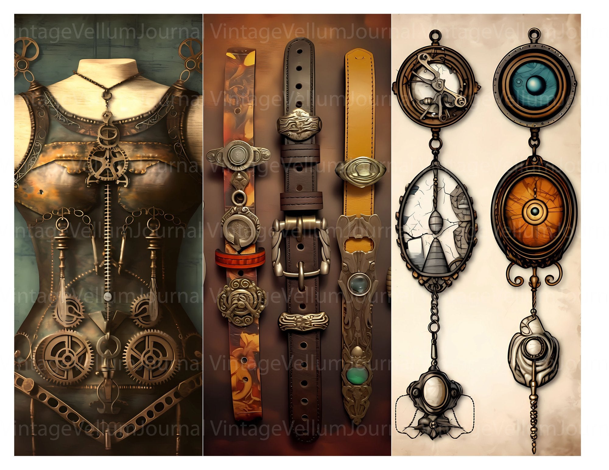 Steampunk Accessories Junk Journal Pages - CraftNest