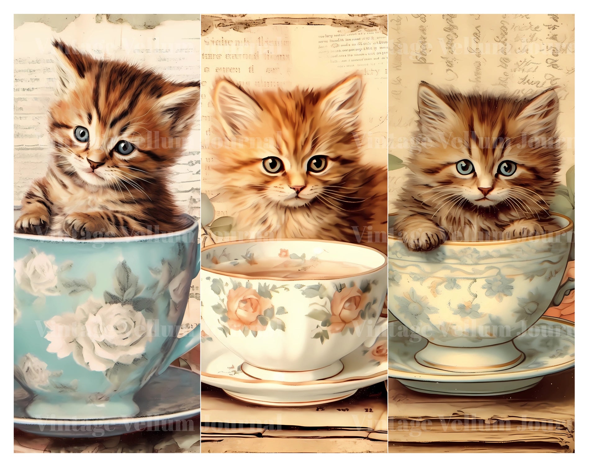 Kitten In A Cup Junk Journal Pages - CraftNest