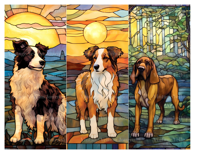 Stained Glass Dogs Junk Journal Pages - CraftNest