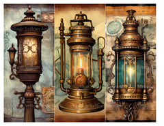 Steampunk Lanterns Junk Journal Pages - CraftNest