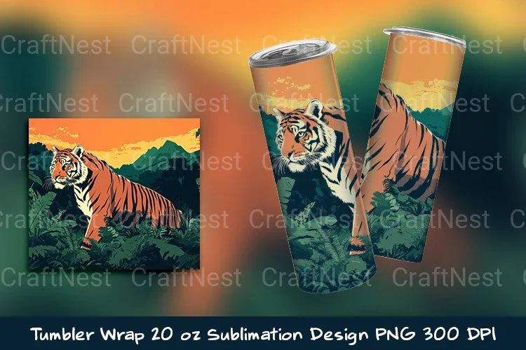 Tiger Jungle Tumbler Wrap - CraftNest - Digital Crafting and Art