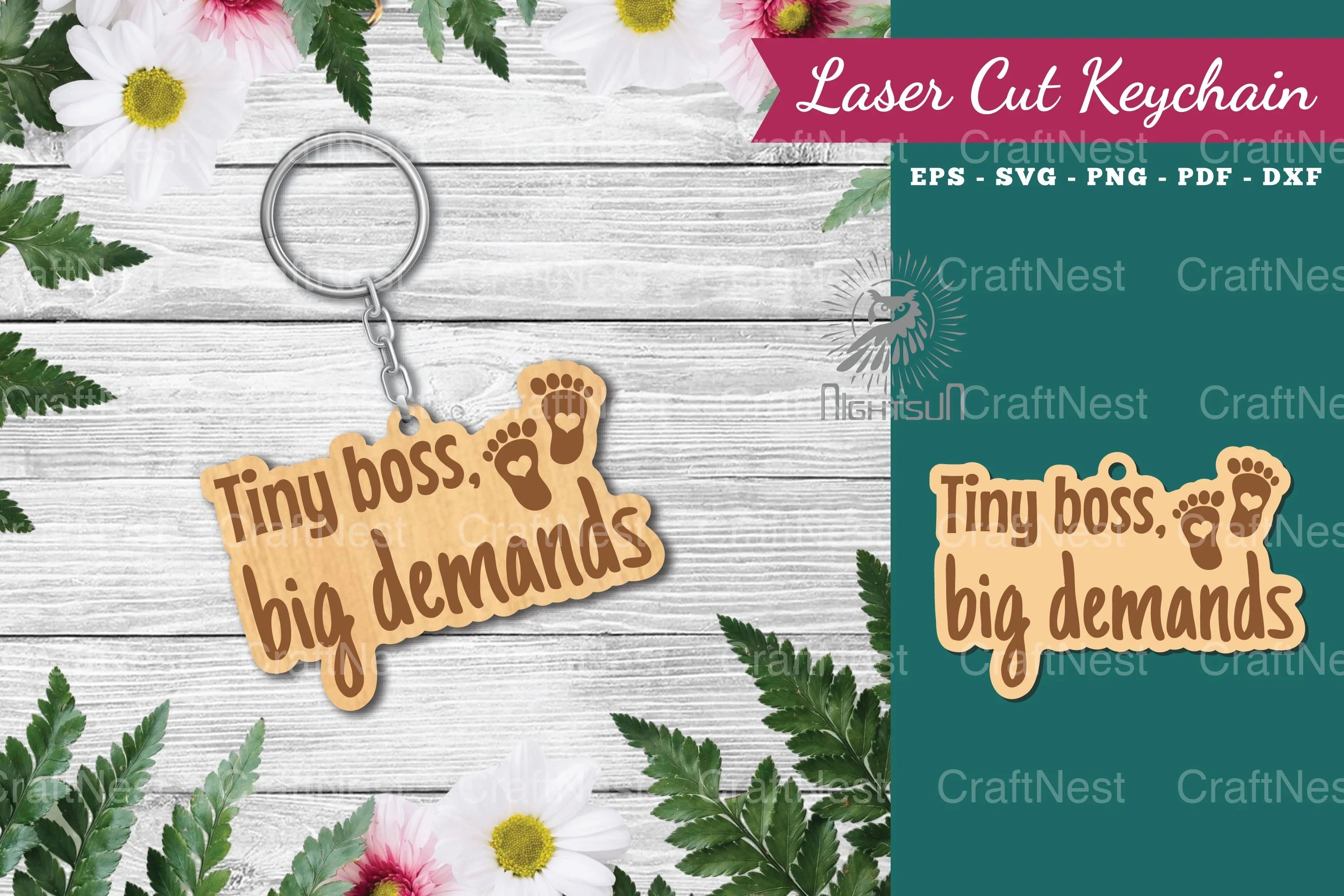 Laser Cut Keychain: Tiny Boss, Big Demands - CraftNest - Digital Crafting and Art