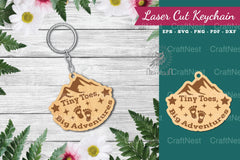 Tiny Toes Big Adventures Laser Cut Keychain Design - CraftNest - Digital Crafting and Art