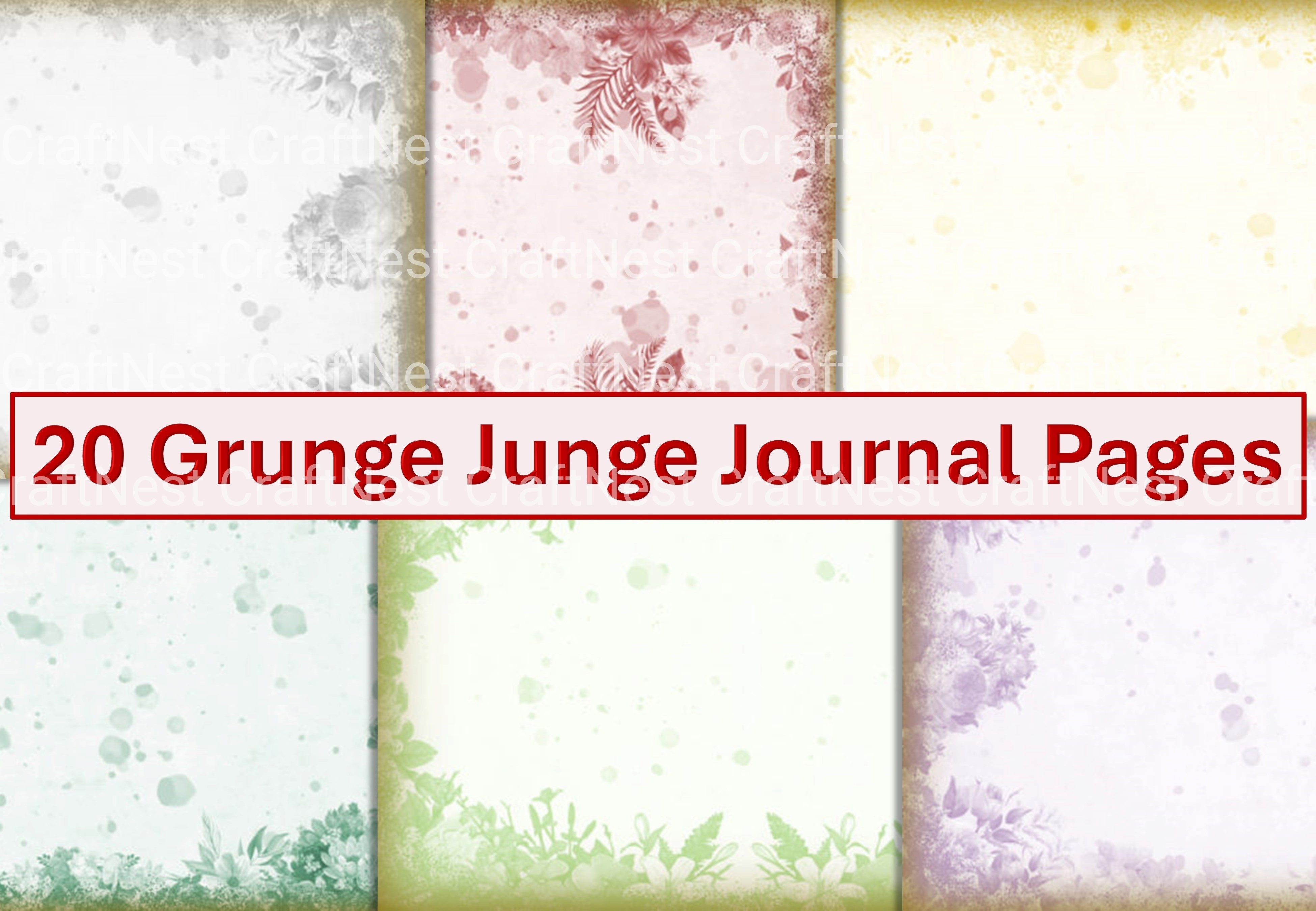 Grunge Backgrounds Junk Journal Clipart Bundle