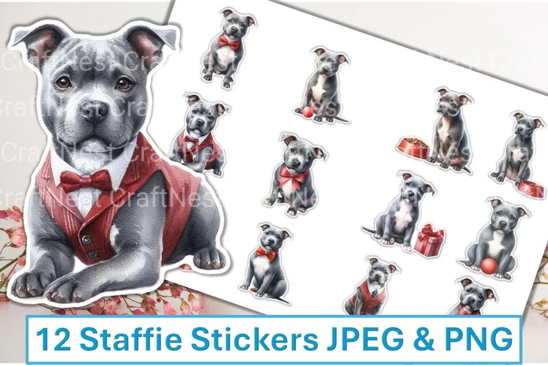 Staffie Dog Stickers Clipart Bundle - CraftNest - Digital Crafting and Art