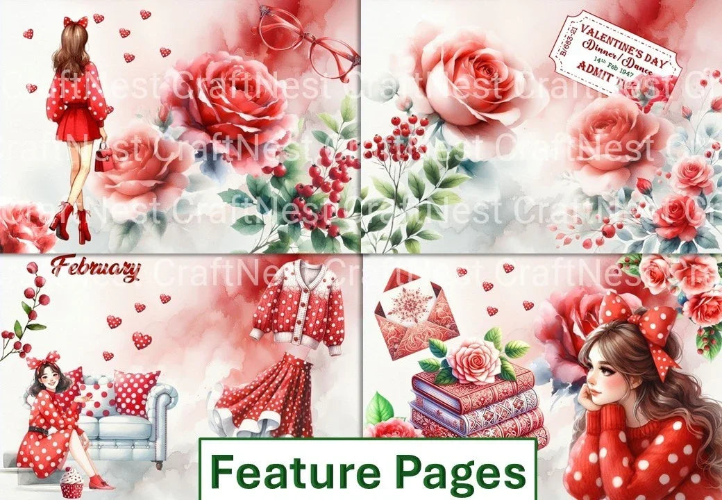 Valentine Junk Journal Clipart Bundle - CraftNest - Digital Crafting and Art