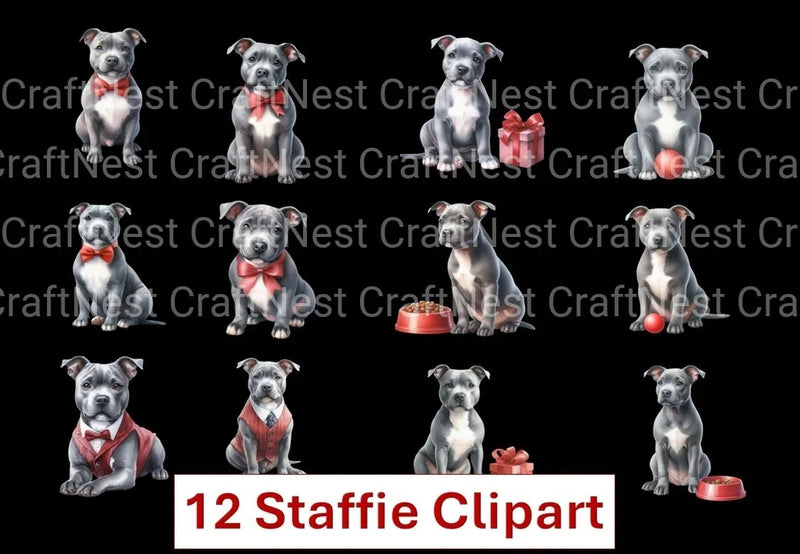 Staffie Dog Stickers Clipart Bundle - CraftNest - Digital Crafting and Art