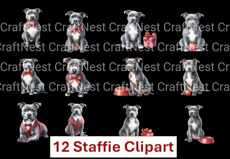 Staffie Dog Stickers Clipart Bundle - CraftNest - Digital Crafting and Art