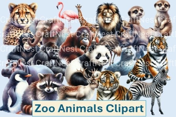 Zoo Animals Clipart Bundle