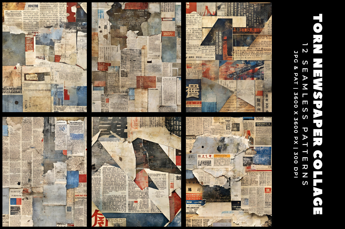 Torn Newspaper Collages - Funky & Groovy
